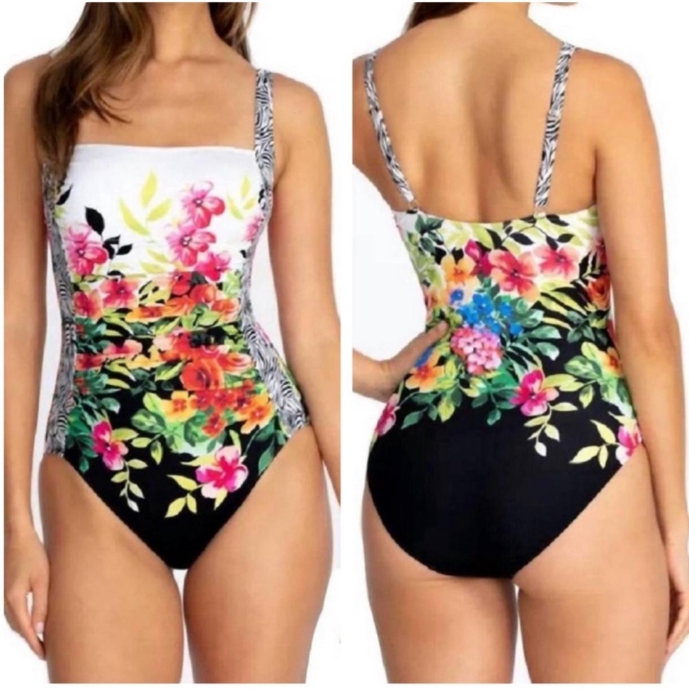 JOHNNY WAS Fay Boho Floral Ruched One Piece Swimsuit NEW Size 2X